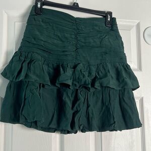 Zara Dark Green Ruffled Mini Skirt S